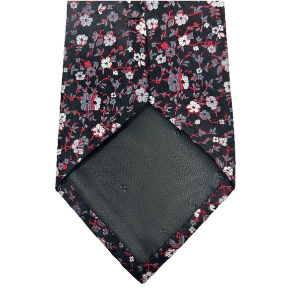 Bruno Piattelli 100% Silk Handmade Black Red‎ Gray Floral Necktie  59.75"x 3.75" - Picture 4 of 5